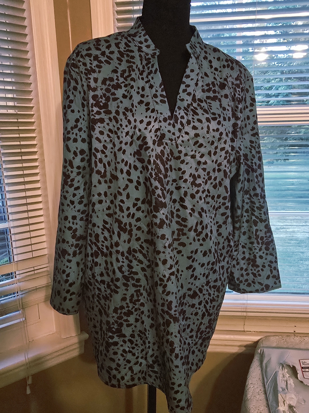Women’s Blue Animal Print Tunic Blouse